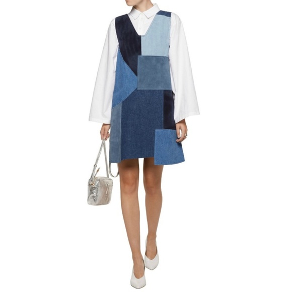 MiH Jeans Denim Blue Patchwork Dress - Picture 3 of 6